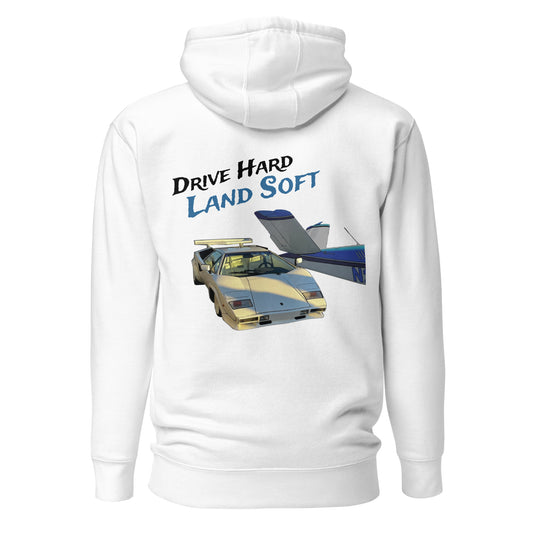 Drive Hard, Land Soft Hoodie (blue)